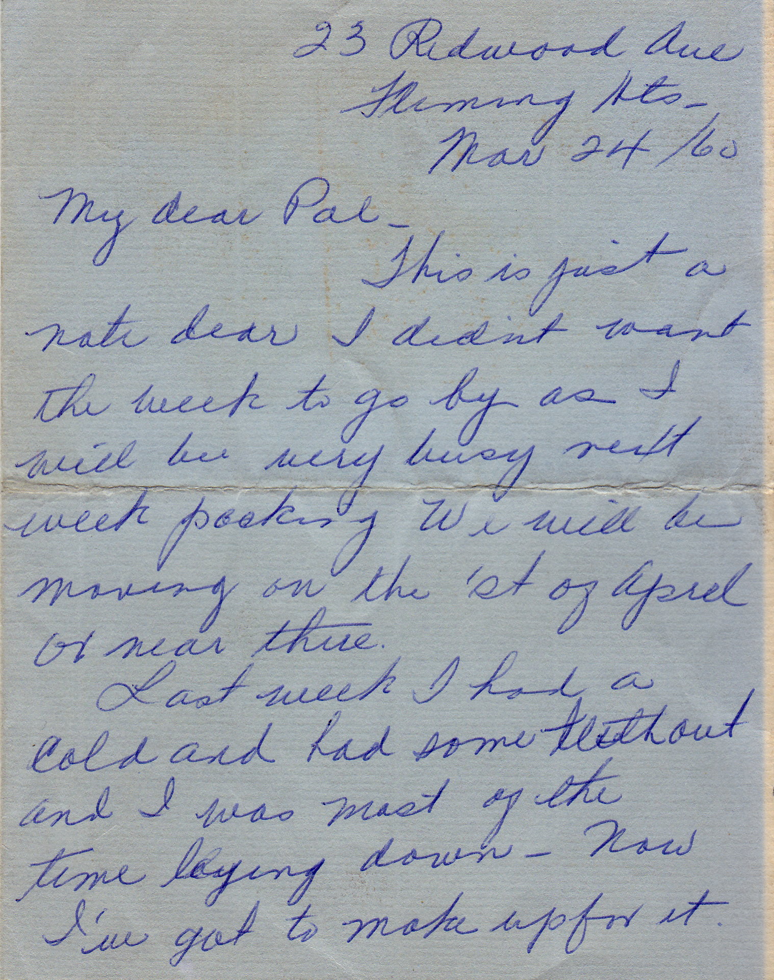 Letter to Pal, 1st page